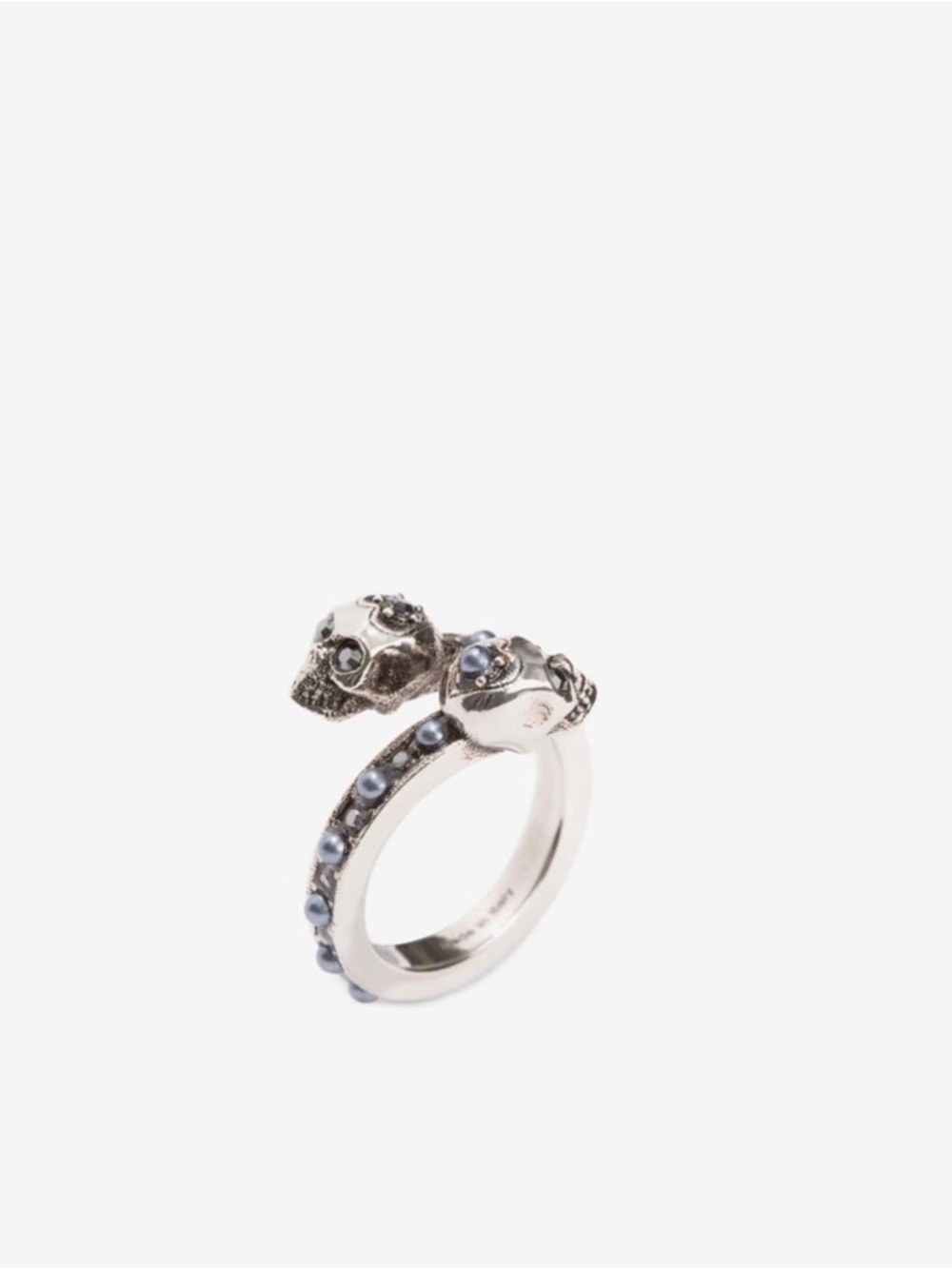 Alexander McQueen Women's Wrap-Around Skull Ring in Antique Silver-finish